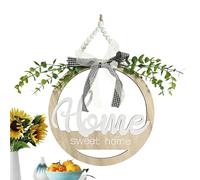 Floral Wooden Welcome Sign 9.5x9.5in Round Door Hanger With Boho Inspired Design, Lightweight 77g Rustic Wall Decor For Indoor Outdoor Entryway Porch Farmhouse Home Accent