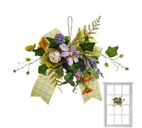 Floral Wreaths, Decorative Farmhouse Style Spring and Summer Flowered Wreath, Elegant Home Door Wall Hanging Ornament, Flower Wreath for Entryway Wall Gate Fireplace Outdoor Porch Patio Garden