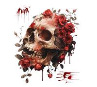 Florale Totenkopf-Aufkleber, Totenkopf, Und Blumen-Aufkleber, Selbstklebende, Abnehmbare Toilettensitz-, Selbstklebende, Abnehmbare Toilettensitz-, Horror-Kunst-Wandaufkleber, Totenk