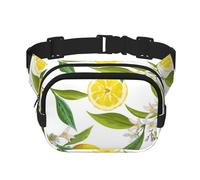 Florales de Fruta de limón,Riñonera Cuadrada de Doble Capa, Bolso de Viaje, Bolso Informal para el Pecho.