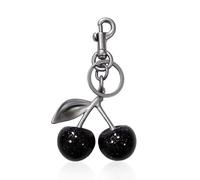 FloralGrace 1 llavero versátil con diseño de cereza para mujer, accesorio de moda para llaves de coche o bolso de mano, color negro, multicolor, L