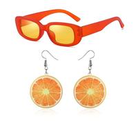 FloralGrace 2 Piezas Aperol Spritz Accesorios Disfraz Mujer, Pendientes Naranja Aperol Gafas Retro Naranja como Regalos Aperol para Carnaval Fiesta Naranja