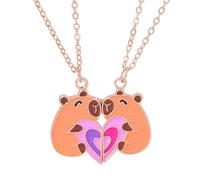 FloralGrace 2 Stück Capybara Freundschaftskette, Capibara Freundschaftsketten für 2 mädchen, Beste Freundinnen Halskette BFF Herz Hände Passende Ketten, Capybara Anhänger(Stile 3)