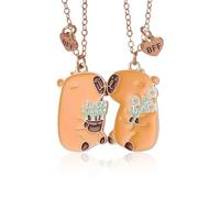 FloralGrace 2 Stück Capybara Freundschaftskette, Capibara Freundschaftsketten für 2 mädchen, Beste Freundinnen Halskette BFF Herz Hände Passende Ketten, Capybara Anhänger（D）