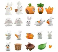 FloralGrace 20 piezas de conejos de Pascua y zanahorias jardín de hadas juego de accesorios en miniatura figuras de conejo, zanahorias jardín de hadas DIY decoración, micro paisajes decoraciones