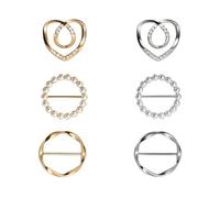 FloralGrace 6 Piezas de Anillos y Mecanismos Deslizantes para Bufandas, Clips de Camiseta Premium para Ropa de Mujer, 3 Tamaños de Hebilla para Cintura