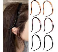 FloralGrace 6diademas de plástico para usar gafas, sin presión, sin dolores de cabeza, diademas cómodas y finas de moda, antideslizantes (negro, carey de tortuga)