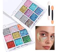 FloralGrace Face Glitter 2 Gel Paleta 18 Colores Body Hair Glitter para Niños Mujeres para Maquillaje Halloween Rave Concierto Pintura Facial