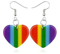 FloralGrace Pendientes Arcoíris Corazón Orgullo Para Mujeres LGBTQ Pendientes Coloridos Acrílico Lindo Corazón Y Estrella Pendientes Lesbicos Joyería Y2k LGBT Orgullo