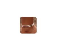 FloralGrace Tobillera para mujer de plata 925, joya ajustable resistente al agua, diseño simple en capas, hipoalergénica, para festivales de verano y uso diario, L, Plata de ley