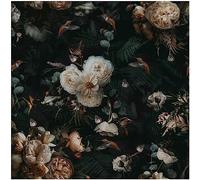 Floralplus Papel tapiz floral negro para despegar y pegar, papel tapiz bohemio para baño, papel pintado floral vintage extraíble para inquilinos, papel de contacto de hojas de flores oscuras para