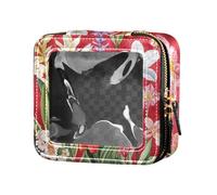Florals Lily Canna - Bolsa de maquillaje de viaje transparente con cremallera, organizador de cosméticos para viajes, Florals Lily Canna Red, 1 size