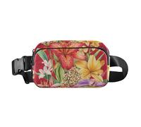 Florals Lily Canna - Riñonera cruzada para hombres y mujeres, mini cinturón de pecho con correa ajustable para ciclismo, senderismo, gimnasio, Florals Lily Canna Red, 1 size