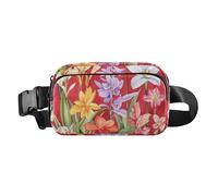 Florals Lily Canna - Riñonera de moda para mujeres, hombres, adolescentes, mini riñonera de viaje con correa ajustable para viajes, vacaciones, correr, Florals Lily Canna Red, 1 size