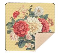 Florals Rose Dahlia Gladiolus Yellow 1 bonita alfombra de juego plegable para bebés para interiores y exteriores, no tóxica, acolchada, para bebés, niños pequeños, 50 x 50 pulgadas