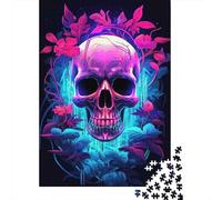FloralSkull Rompecabezas NeonFantasyArt 1000 Piezas de Papel Reciclado Adultos Y Mayores De 12 Años para Adultos Divertido y Desafiante Familiar 70x50cm/1000pcs