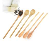 FloraMolly cucharillas cafe 6, cuchara de cocina de mango largo, miel, café, bebida de té, postre, cuchara de madera natural hecha a mano