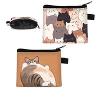 FloraMolly Monedero niño, 2 Lindas Bolsas de Billetera para Gatos, Billetera portátil Impermeable con Cremallera, Adecuada para niñas, Mujeres y Adolescentes