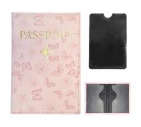 FloraMolly Porta Pasaporte Viaje para niños y niñas, Clip de Pasaporte portátil de Cuero Artificial, Tarjeta de Entrada de Pasaporte, Tarjeta de embarque, Accesorios de Viaje Impermeables - Rosa