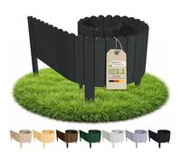Floranica Borde Jardín H 10 x L 200 cm Antracita Bordura Madera Flexible | Borde enrollable de pino para césped, caminos y arriates, recortable a medida - sin plástico, hecha a mano