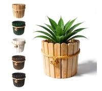 Floranica maceteros Decorativos Interior macetas de Pino Decorativas Cuerda de Yute cubremacetas Exterior Grandes 33 x 30cm Naturale
