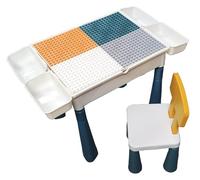 Florappy Juego de mesa y silla de actividades para niños, almacenamiento de juguetes duradero para niños, compatible con bloques de construcción grandes