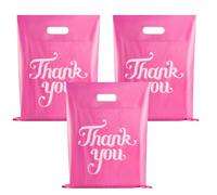 FloraSea 100 bolsas de agradecimiento rosas de 12 x 15 pulgadas, bolsas de mercancía, bolsas de compras para bolsas de golosinas, boutique, venta al por menor, fiestas, bolsas de regalo, ropa, bolsas