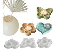 FloraShape Mold Set | Silicone 3pcs Butterfly Flower Heart Casting Molds Easy Release Durable | Candle Holder Epoxy Resin Plaster Craft DIY Handmade Decoration Gift Home Project Kit