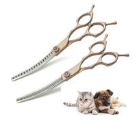 Floraslee Tijeras de entresacar curvadas para perros, gatos, mascotas, tijeras de peluquería, tijeras para el pelo con tornillo ajustable (Thinning Rate:Approx 40-50%)