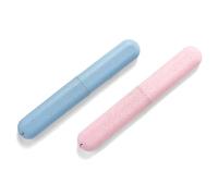FloraVigo 2 piezas cepillo de dientes estuche, funda portátil para cepillo de dientes, caja de cepillos de dientes, funda protectora de viaje ecológica adecuada para viajes, familia, Rosa y azul.,
