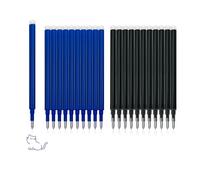 FloraVigo 22 minas borrables de 0,7 mm compatibles con Pilot FriXion Ball & Clicker y Eberhard Faber, tinta de gel borrable para la escuela y el día a día (negro y azul)
