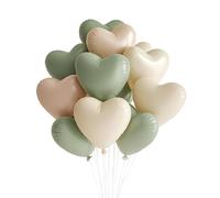 FloraVigo 27 globos en forma de corazón, globos de helio con cinta para cumpleaños, bodas, día de San Valentín, decoración de fiestas (verde y blanco quemado)