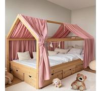 FloraVigo Dosel para cama de casa, 2 piezas, hecho a mano con 100% muselina de algodón, dosel de material para decorar la cama de casa, para niñas y niños (set de 2 piezas, 132 x 320 cm)