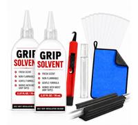 FloraVigo Kits de reparación de agarre de golf, incluye disolvente especializado de 140 ml, 10 tiras de cinta adhesiva de doble cara, una hoja de gancho, una abrazadera de goma y más; adecuado para