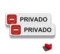 FloraVigo, Letrero para puerta panel privado, 2 unidades, 19 x 5 cm, aluminio cepillado, impermeable, para interior/exterior, panel de aluminio con adhesivo (PRIVADO)