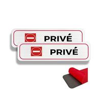 FloraVigo - Placa de puerta privada, 2 paneles de propiedad privada, 19×5 cm, aluminio cepillado, grosor 2 mm, interior/exterior, impermeable, con pegatina