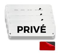 FloraVigo - Placa de puerta privada, 4 paneles de propiedad privada, 15×5 cm, aluminio cepillado, grosor 2 mm, interior/exterior, impermeable, con pegatina (Privado)
