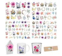 FloraVigo Rub On Pegatinas aprox. A5, 19 x 14 cm, decoración para cumpleaños, vela, boda, hogar, lámina para muebles, vidrio, madera, álbum de fotos, decoración de bricolaje, estetica (4 unidades