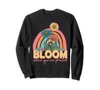 Florece Donde estás plantado Arco Iris de Flores Retro Sudadera