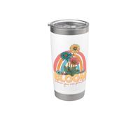 Florece donde estás plantado Arco iris de flores retro Vaso térmico de acero inoxidable de doble pared