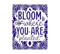 Florece donde estás plantado cita Pegatinas de tallado fino 40x51.4cm Varios tamaños Azul oscuro