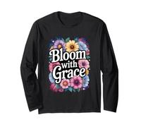 Florecer con gracia floral empoderando la paz interior cita Manga Larga