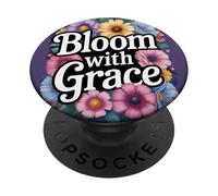 Florecer con gracia floral empoderando la paz interior cita PopSockets PopGrip Adhesivo