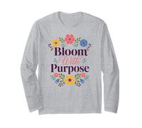 Florecer con propósito Cita Floral inspiradora Manga Larga