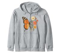 Florecer en Gracia Pedro versículo bíblico Mariposa con Flores Sudadera con Capucha
