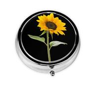 Florecer girasol. Este pequeño pastillero redondo de viaje de tres compartimentos es perfecto para almacenar medicamentos diarios, vitaminas y sobre la marcha.