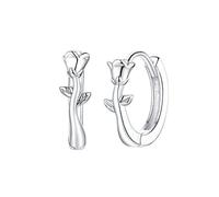 Floreciendo Rose Branch Hoop Pendientes para Mujeres Compromiso de Boda Tiny Ear Hoops Brincos, LYLSSSDH
