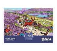 Florecimiento de la Heather en Las Tierras Altas Escocesas Puzzle De Madera Impermeable DIY Puzzles De 1000 Piezas Regalos para Adultos Colorido Rompecabezas Decoración del Hogar