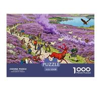 Florecimiento de la Heather en Las Tierras Altas Escocesas Puzzle De Madera Impermeable Puzzles De 1000 Piezas para Adultos Imposible Rompecabezas para Decoración del Hogar