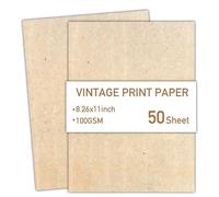 Florence Cardstock - Lote de 50 tarjetas de papel, DIN A4, 285 x 210 mm, 100 g/m², papel texturizado de alta calidad, diseño de doble cara, color crema